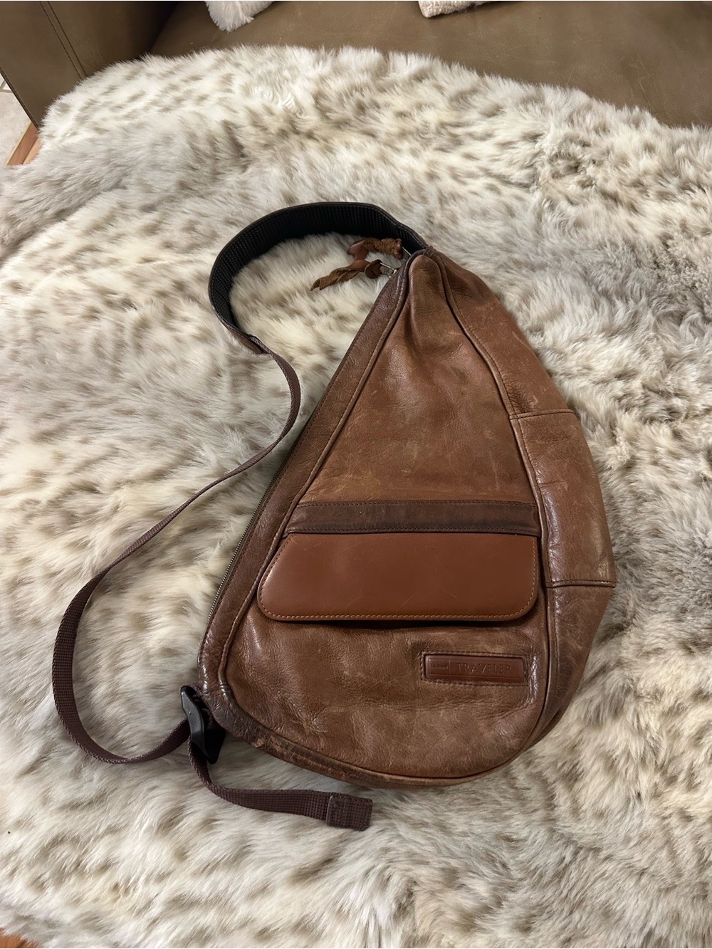 L.L. Bean Brown Genuine Leather Crossbody Sling Bag